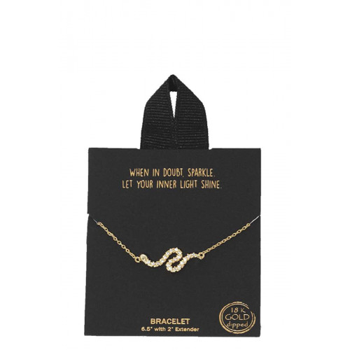 Gold Rhodium Dipped Wave Pendant Bracelet  - Designer Style - CC-56158