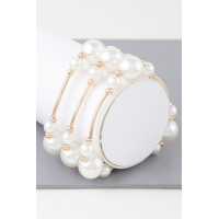 Triple Multi Pearl Wire Bracelet