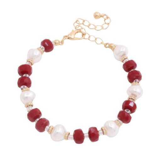Pearl Beaded Alloy Bracelet - CC-58854
