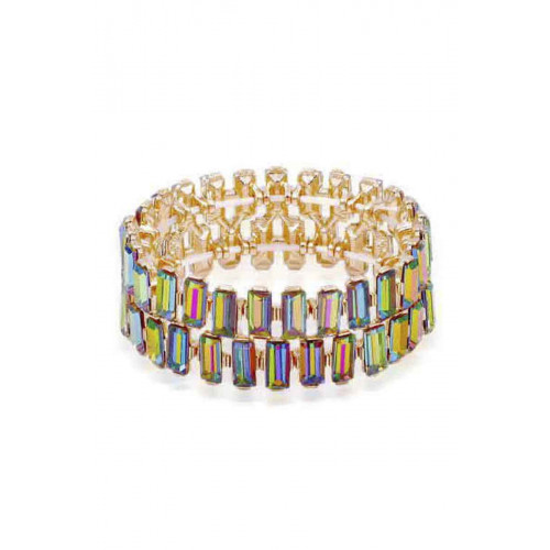 Rectangle Crystal-studded Stretch Bracelet - CC-56804