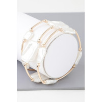 Multi Abstract Pearl Stone Tube Bracelet