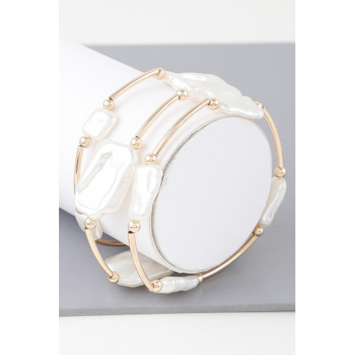 Multi Abstract Pearl Stone Tube Bracelet - Designer Style - CC-WH2001546