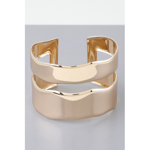 Shiny Double Open Cuff Bracelet - Designer Style - CC-WH2001554