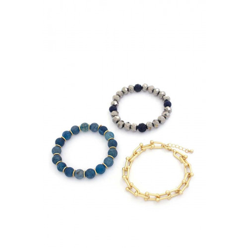 U Link Stone Beaded Bracelet Set. - Designer Style - CC-55715