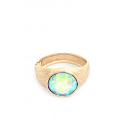 Oval Crystal Alloy Cuff Bracelet