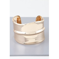 Wide Shiny Rib Open Cuff Bracelet