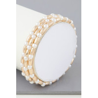 Triple Pillar Pearl Beaded Bracelet