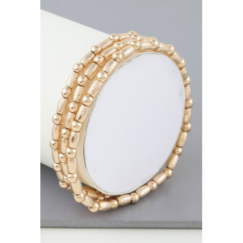 Triple Pillar Stone Beaded Bracelet - Designer Style - CC-WH2001447