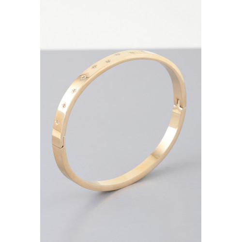 Shining Star Embedded Cuff Bracelet - Designer Style - CC-WH2001281