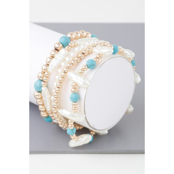 Multi Stone N Pearl Beaded Bracelet - Trendy Look