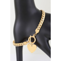 Heart Toggle Curb Linked Bracelet