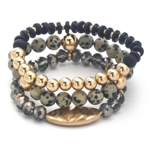 Multi Mix Bead Stretch Bracelet Set - Designer Style - CC-59126