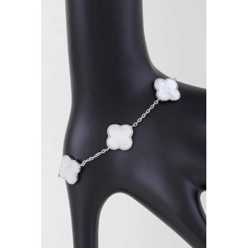 Multi Stone Clover Charm Bracelet - Designer Style - CC-WH2000743