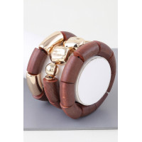 Multi Stone Wood Bracelet