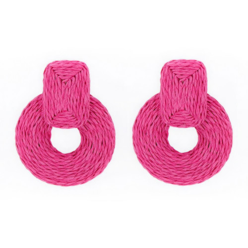 Rnd Col Raffia Wrap Earring - Designer Style - CC-57653