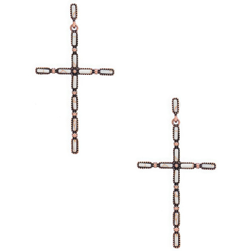 Multi Stone Pattern Cross Alloy Earring - CC-57888