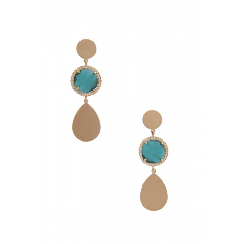 Round Gem Teardrop Dangle Earring - Designer Style - CC-56975