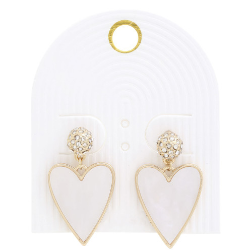 Heart Crystal-studded Bead Dangle Earring - CC-58244