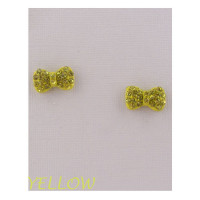 Bow earrings w/decorative rhinestones