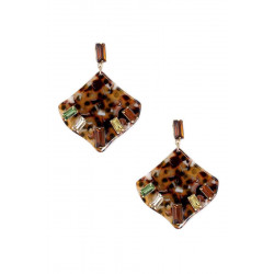 Acetate Rhinestone Square Dangle Earring