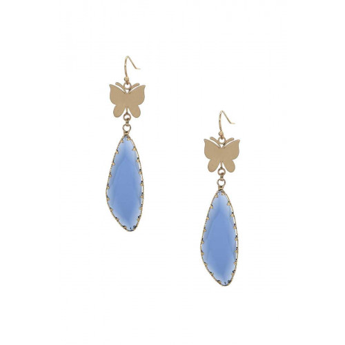 Style Butterfly Clear Stone Dangle Earring - Designer Style - CC-54055