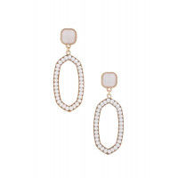 Beaded Oval Post Drop Earring