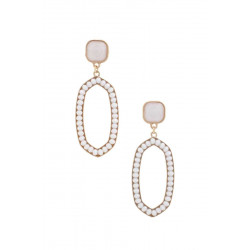 Beaded Oval Post Drop Earring