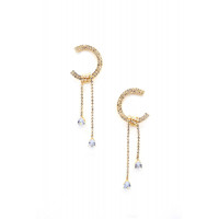 C Shape Rhinestone Dangle Earrng