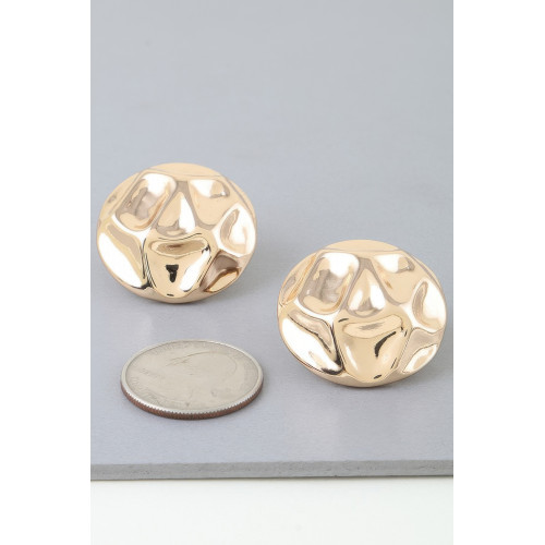 Shiny Hammered Dome Earrings - Designer Style - CC-WH2000890