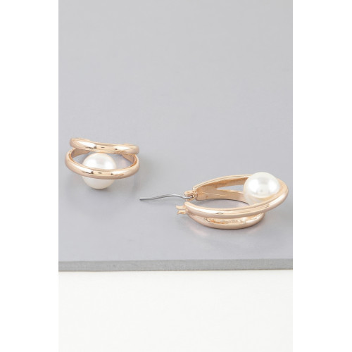 Double Drop Pearl Earrings - Designer Style - CC-WH2001276