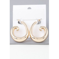 Shiny Wave Curl Hoop Earrings