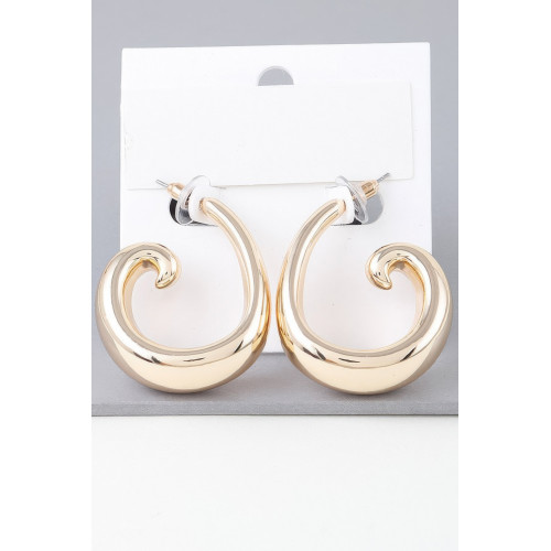Shiny Wave Curl Hoop Earrings - Designer Style - CC-WH2001332