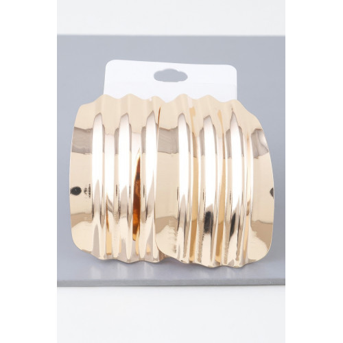 Shiny Ribbed Curve Earrings - Designer Style - CC-WH2001538
