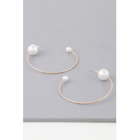 Shiny Delicate Pearl Hoop Earrings