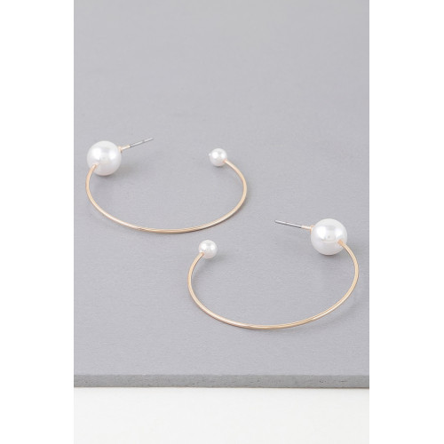 Shiny Delicate Pearl Hoop Earrings - Designer Style - CC-WH2001562