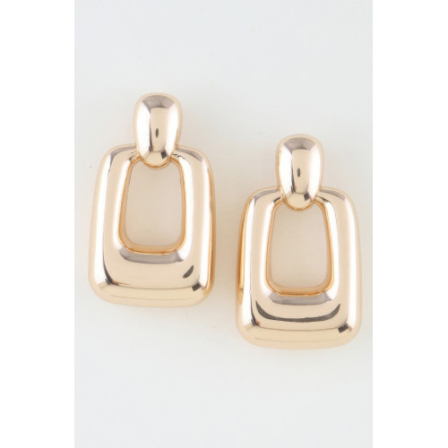 Shiny Contemporary Frame Drop Earrings - CC-WH2001810