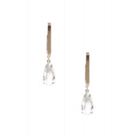 Metal Rectangle Clear Stone Dangle Earring