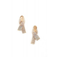 Rhinestone Awarness Bow Earring