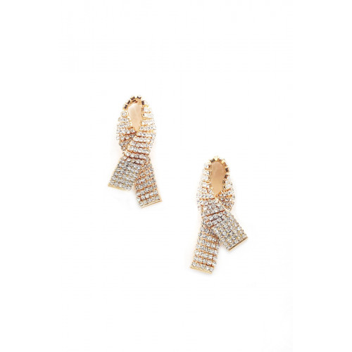 Crystal-studded Awarness Bow Earring - CC-56644
