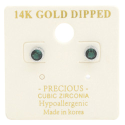 14k Gold Dipped Cz Round Earring - Fashion Inspired