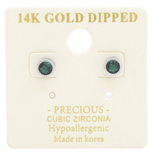 14k Gold Dipped Cz Round Earring - Designer Style - CC-58917