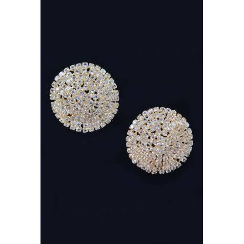 Round Shape Crystal-studded Stud Earrings - CC-WH2000851