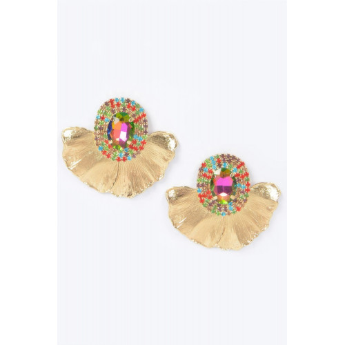Crystal-studded Alloy Earrings - CC-WH2001112