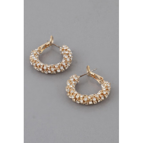 Petite Bejeweled Hoop Earrings - Designer Style - CC-WH2001455