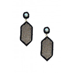 Seed Bead Crystal-studded Hexagon Dangle Earring