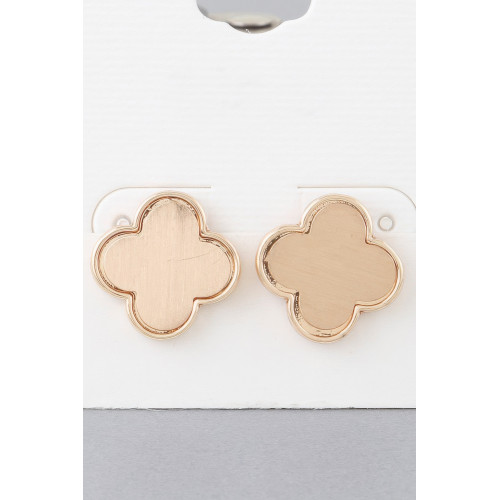 Timeless Gold Clover Stud Earrings - Designer Style - CC-WH2000726