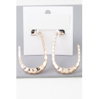Hammered Open Oval Hoop Earrings