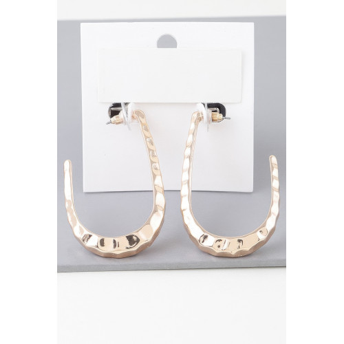 Hammered Open Oval Hoop Earrings - Designer Style - CC-WH2001260