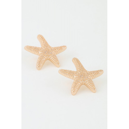 Hammered Starfish Stud Earrings - Designer Style - CC-WH2002035