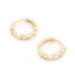 Marquise Cz 14k Gold Dipped Huggie Earring - Chic Design